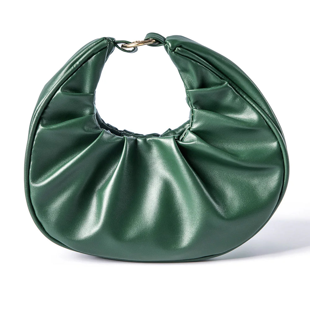 Evergreen Faux Leather Crescent Bag