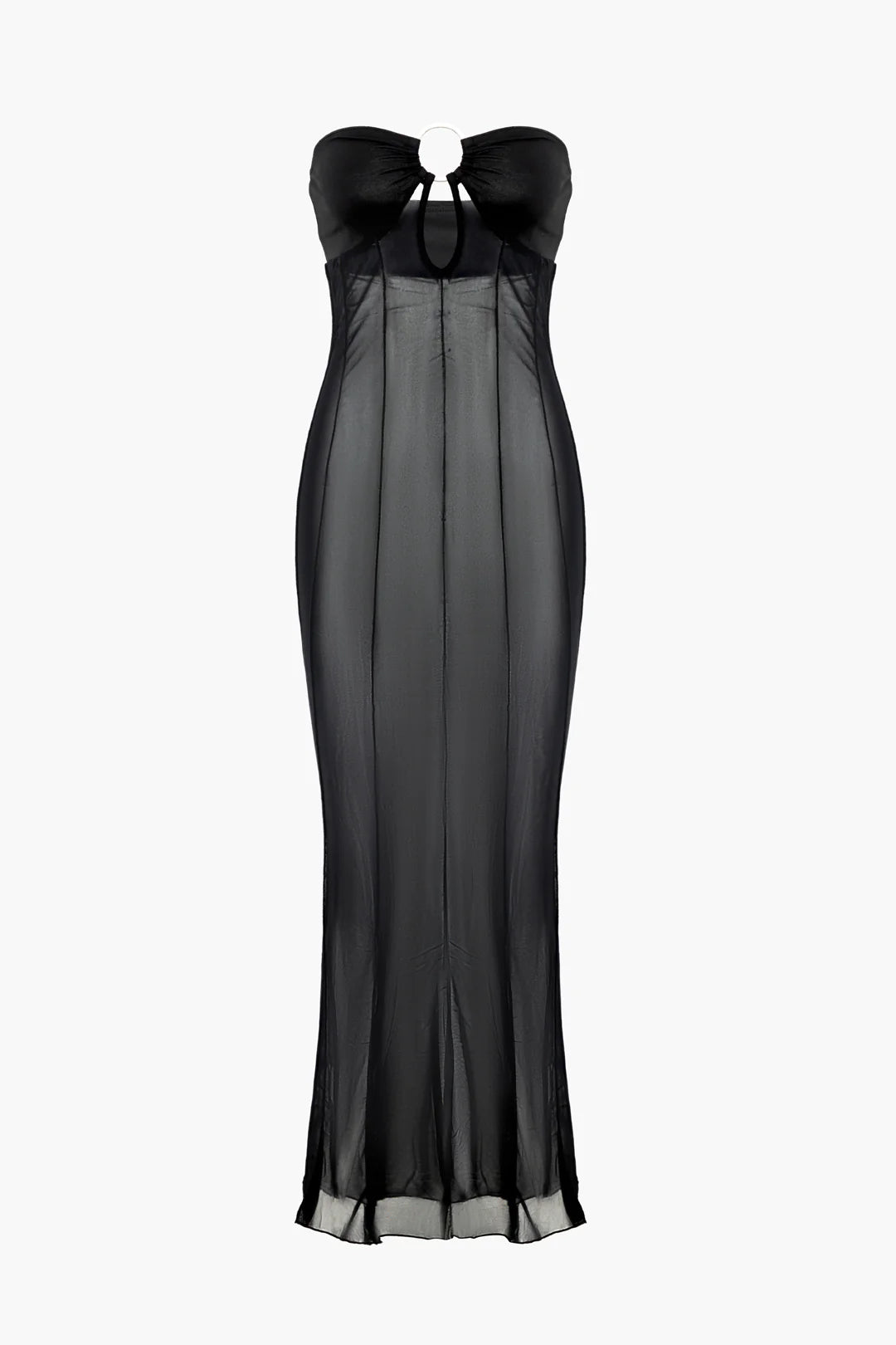 Sheer Ring Strapless Maxi Dress