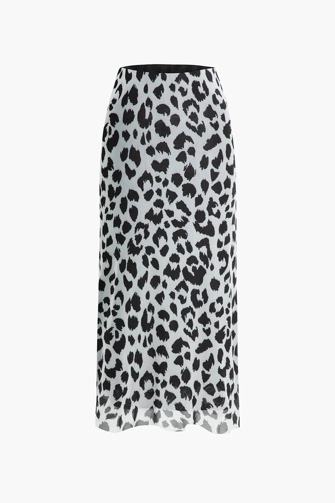 Animal Print Mesh Midi Skirt