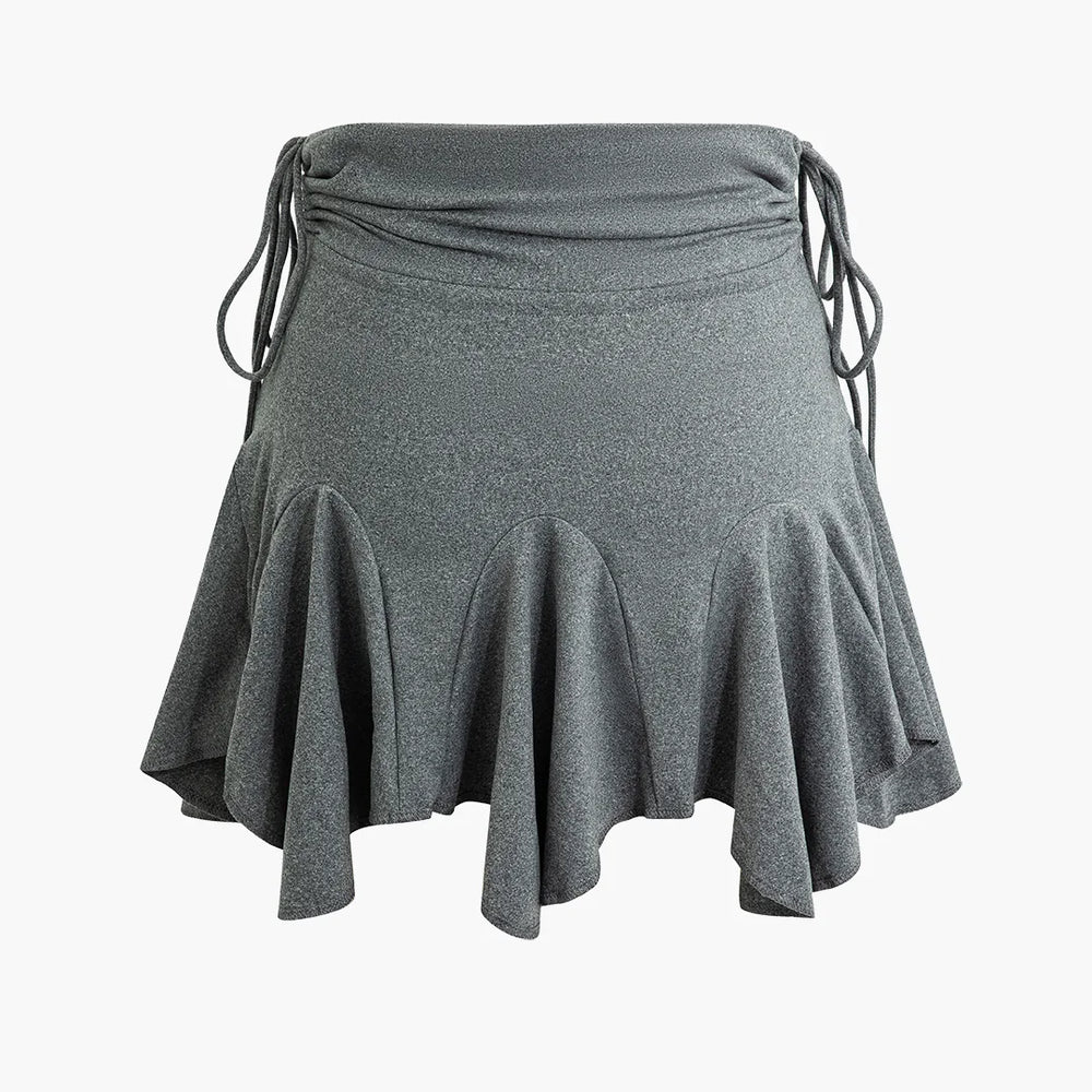 Gray Ruffle Mini Skirt