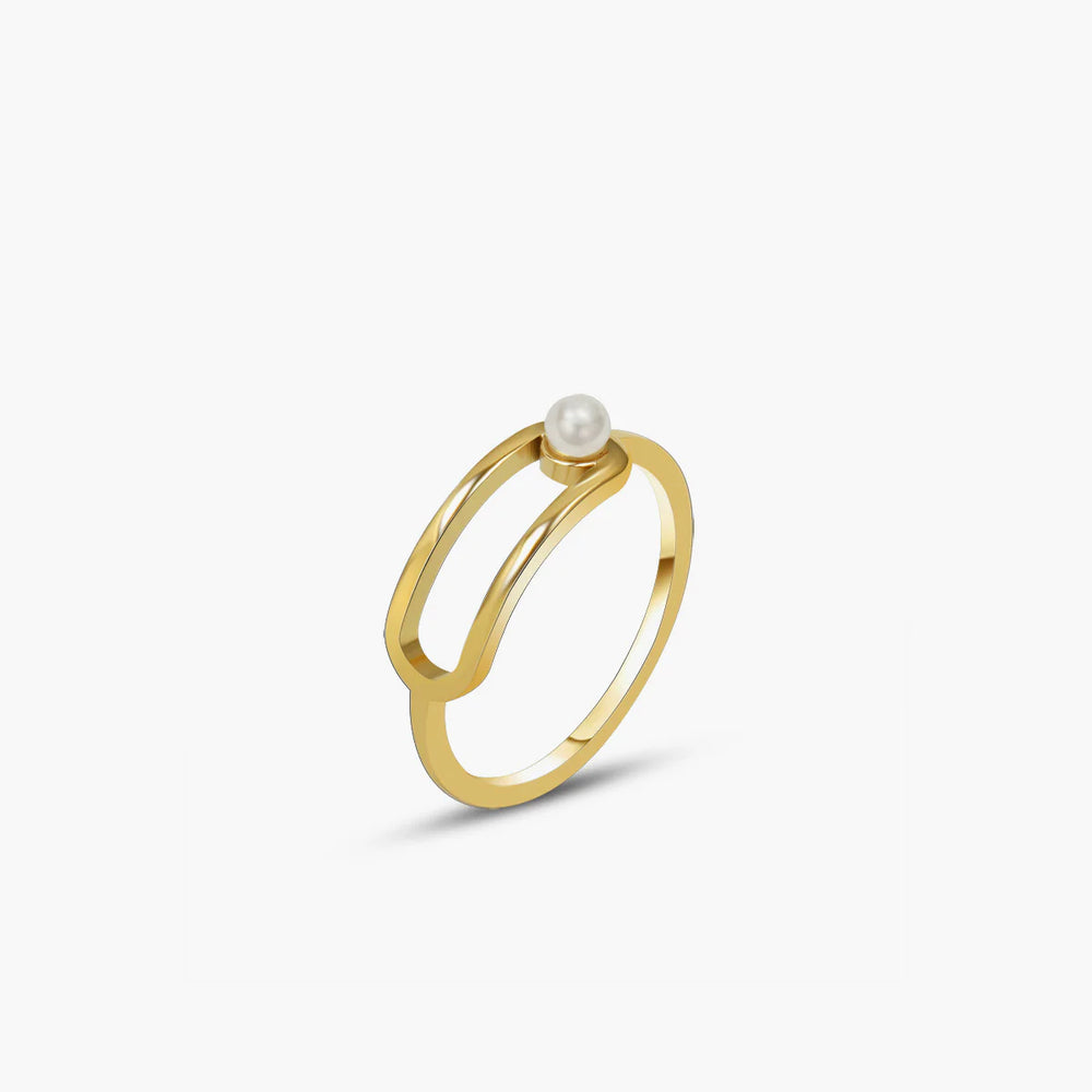 1pc Golden Imitation Pearl Ring