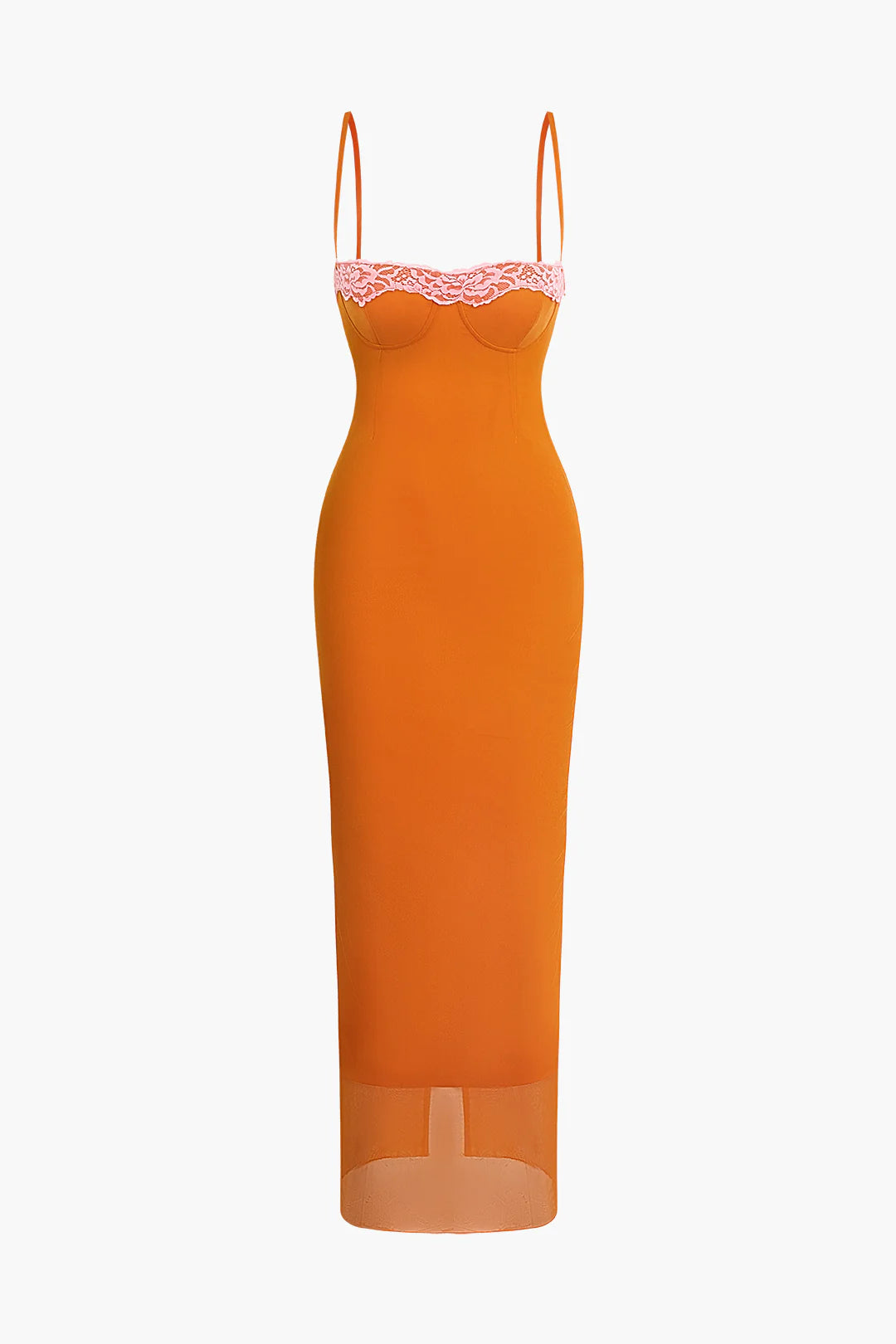 Mathilde orange lace-trimmed dress